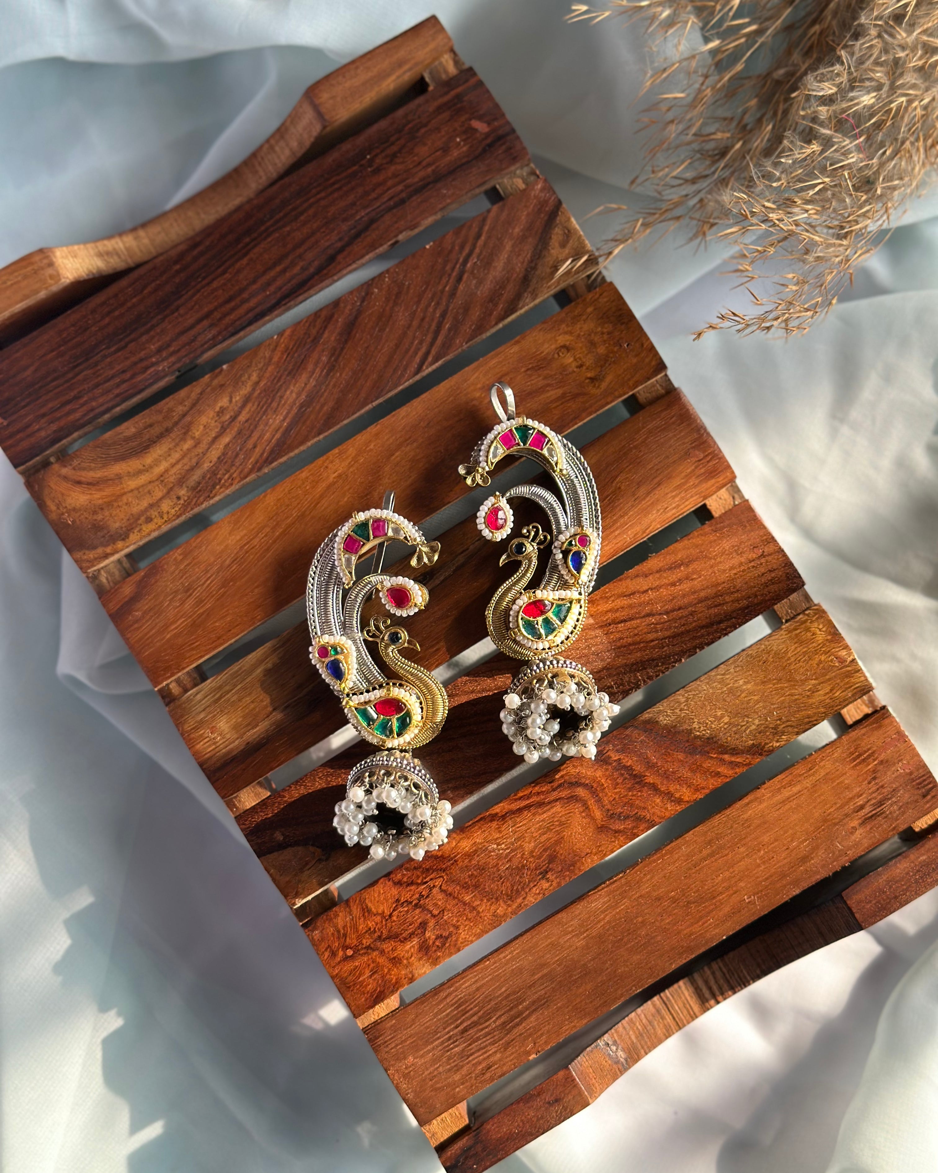 RADHA pachi kundan peacock earcuff