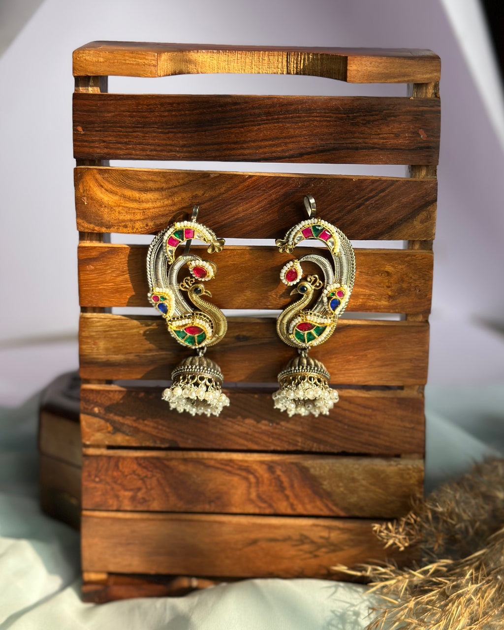 RADHA pachi kundan peacock earcuff