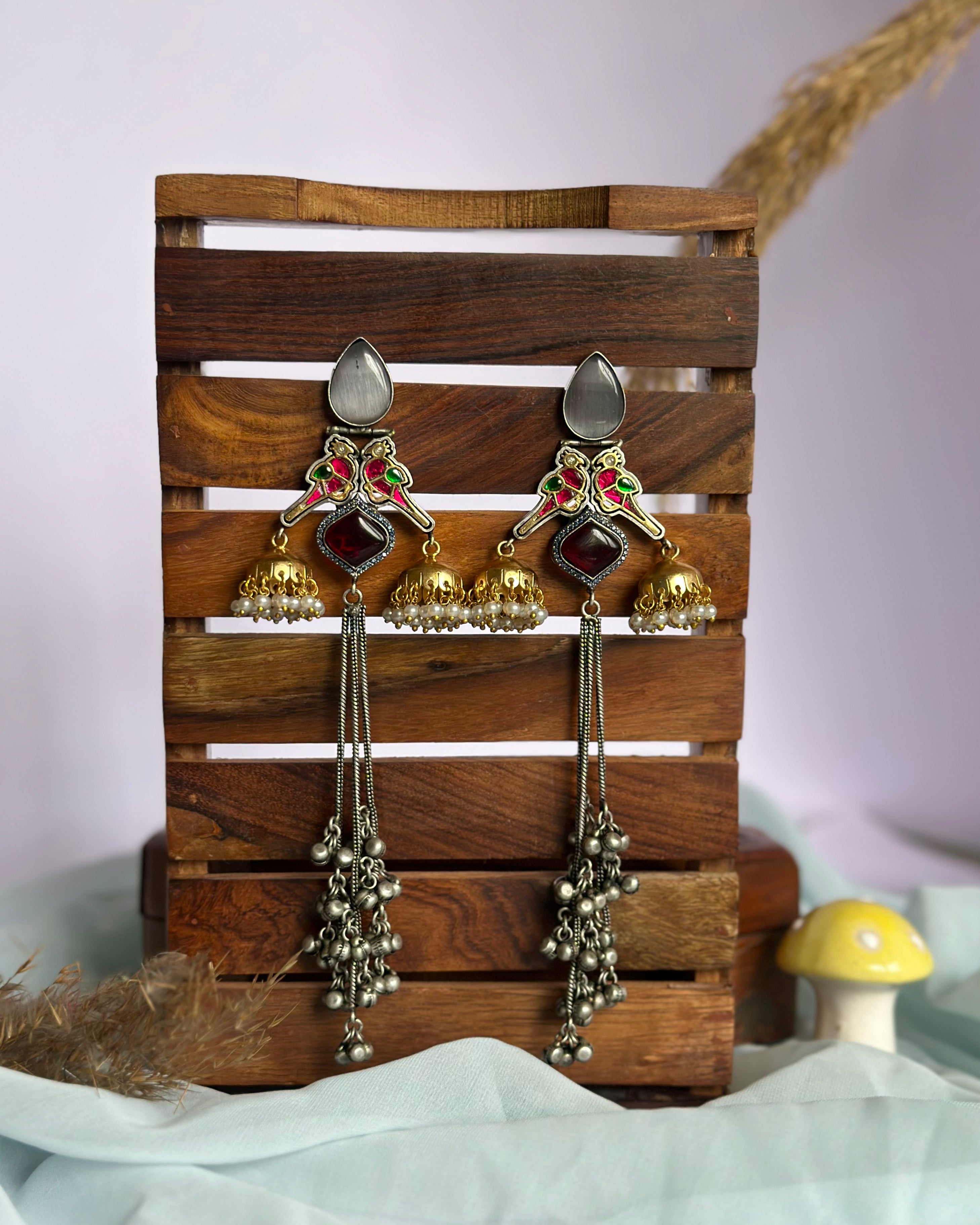 JODHA fusion two tone kashmiri earrings