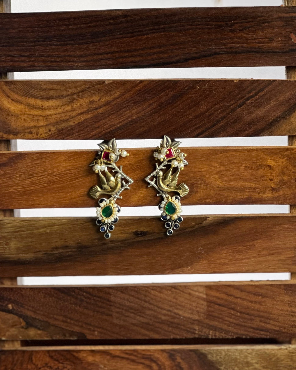 PANKH pachi kundan earrings