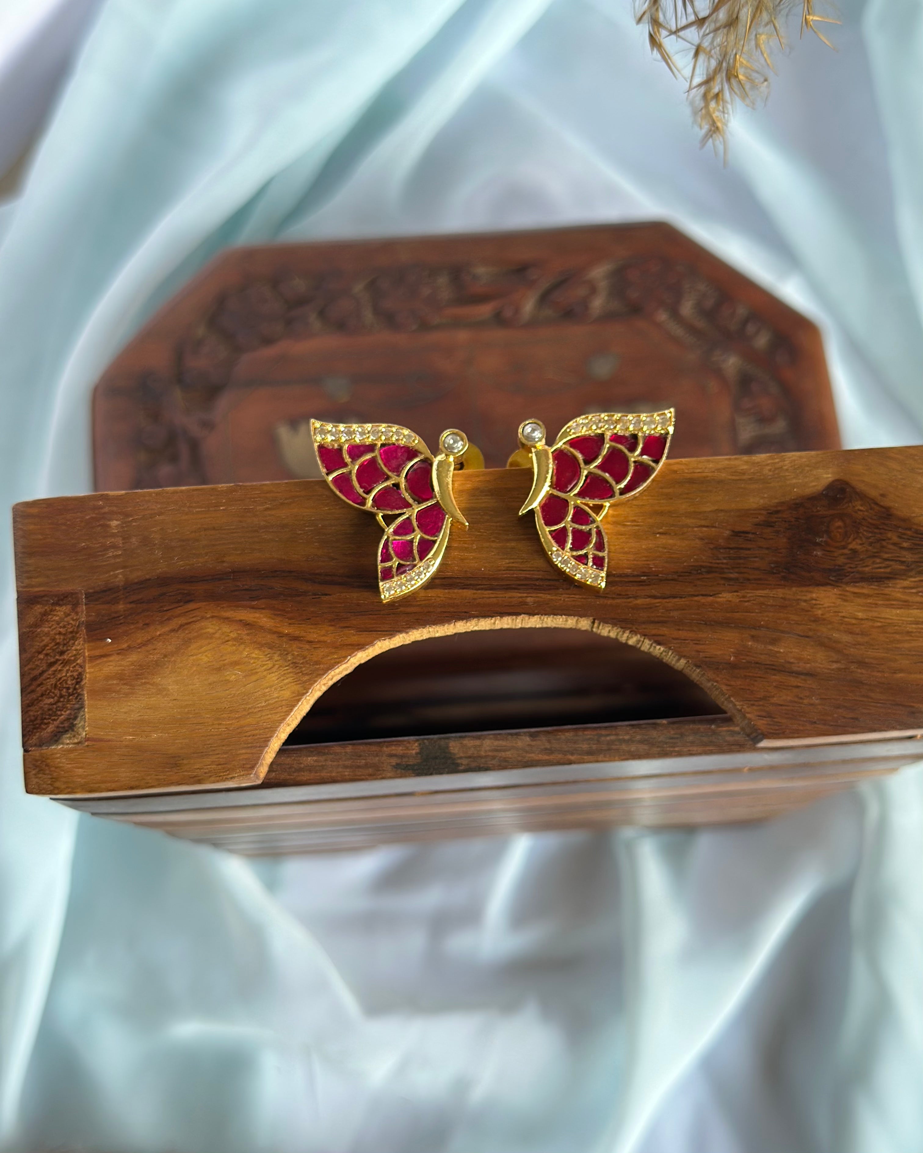 Butterfly  jadau golden stud