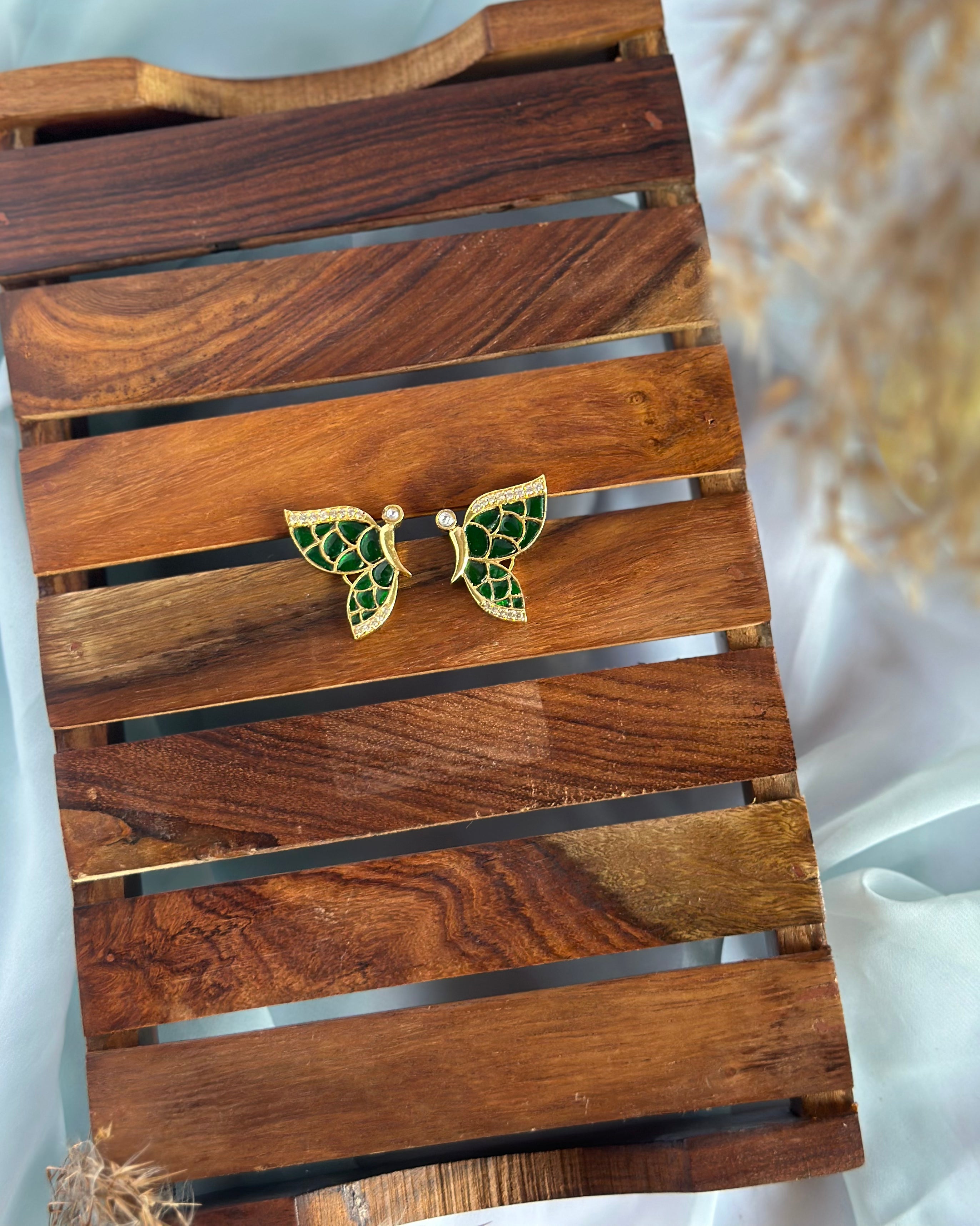 Butterfly  jadau golden stud