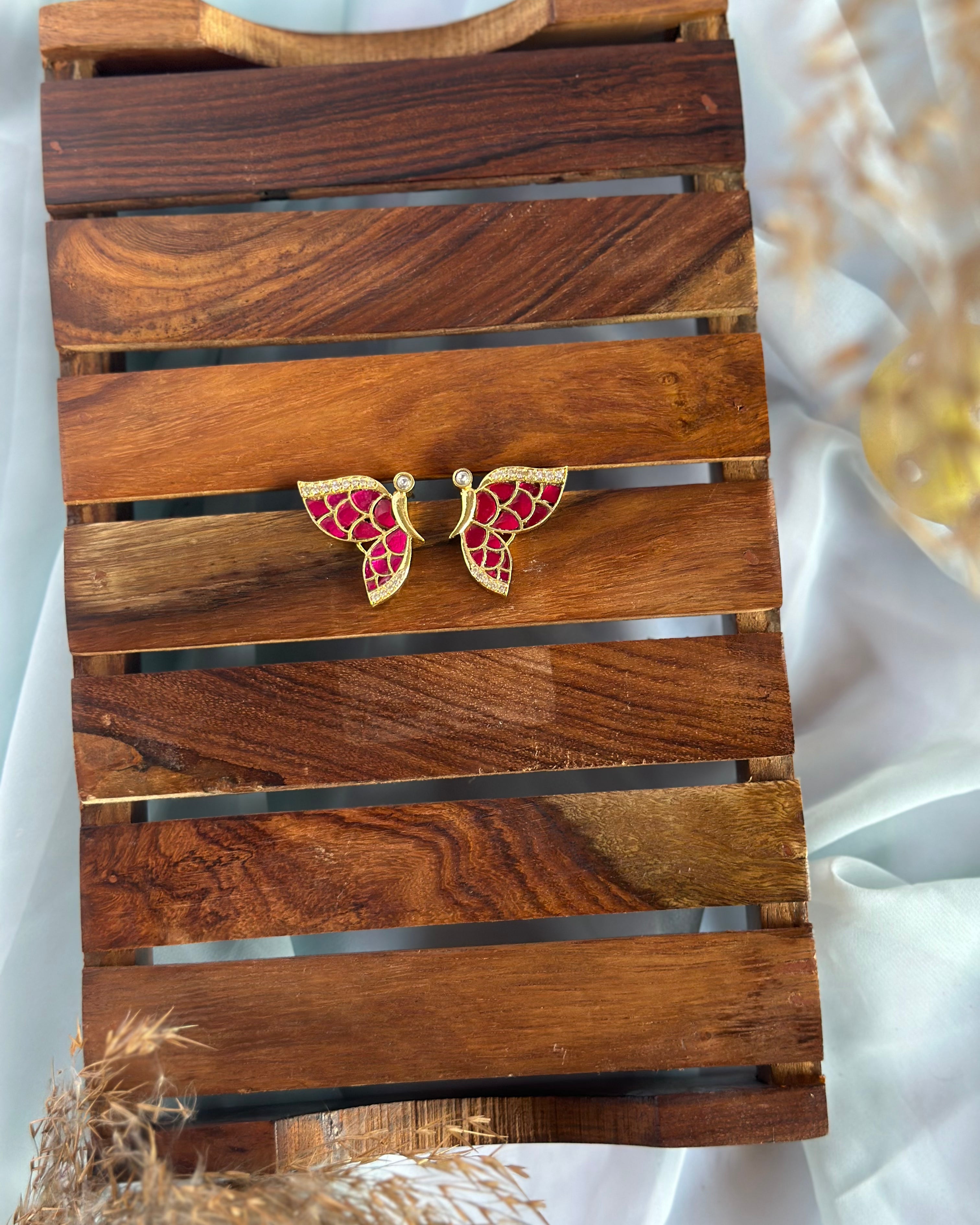 Butterfly  jadau golden stud