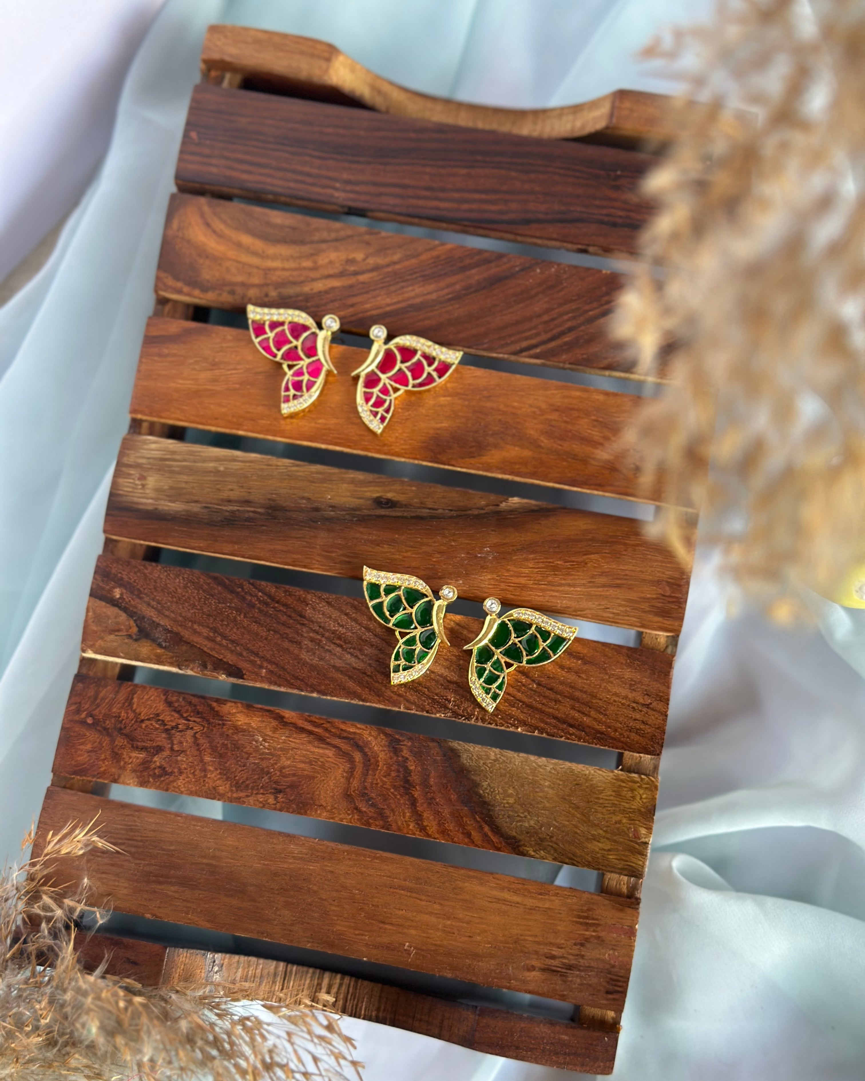 Butterfly  jadau golden stud